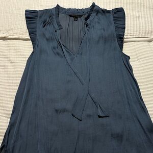 Banana Republic Ruffled Sleeveless Navy Blouse